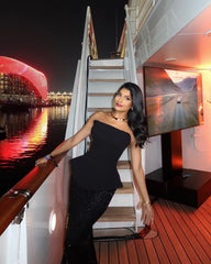 Bandage Tube Top Sequined Long Skirt Two-Piece Set