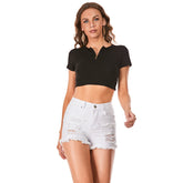 TITANIA SAFETY PIN BLACK DENIM SHORT