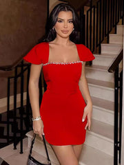 Strapless Rhinestone Bodycon Dress