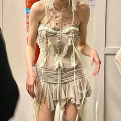 Mesh 3D Gradient Lace Suspender Top