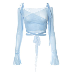 Mideia Mesh Top with Accent Sleeves