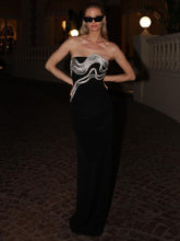 Strapless Diamond Chain Dress Long Dress