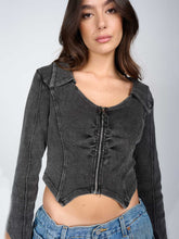 Crop Cut Rib Top - Grey