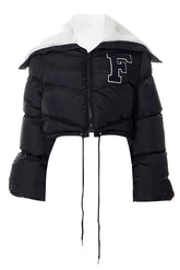 Feminism Cropped Puffer Jacket - Black