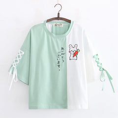 Cute Kawaii Bunny Cross Lace Shirt