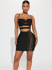 Punk Style Bandage Skirt Suspender Skirt Suit
