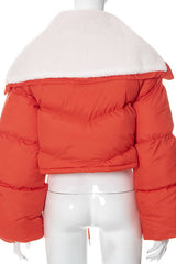 Feminism Cropped Puffer Jacket - Red