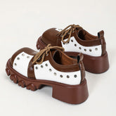 Square Toes Lace up Rivet Oxford Shoes