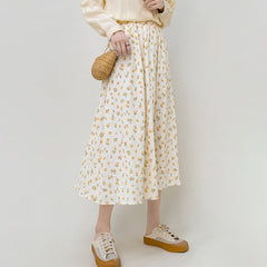 Spring Summer Floral High Waist Skirt