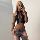 Sleeveless Top With Straps And A Crop Top