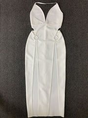 Halter Neck Deep V High slit Bandage Dress