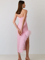 Strapless Feather Party Dress