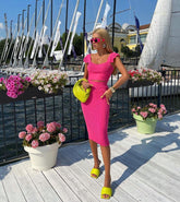 Solid color bandage skirt suit