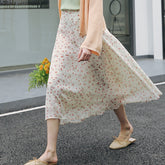 Floral Print Chiffon High Waist Skirt