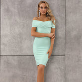 Off-the-shoulder high waist evening party dress