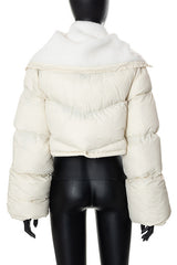Feminism Cropped Puffer Jacket - Apricot