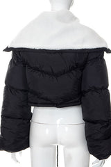 Feminism Cropped Puffer Jacket - Black