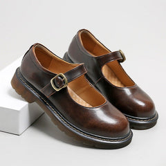 Mary Janes Shoes Leather Uniform Dress Shoes - Flats