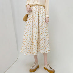 Spring Summer Floral High Waist Skirt