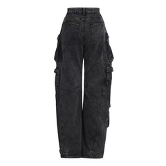 Persephone Pocketed Oversized Denim Jeans - Black