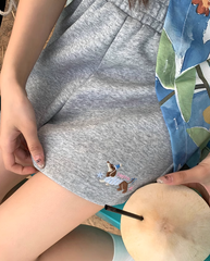 Cat Fish Embroidery Shorts