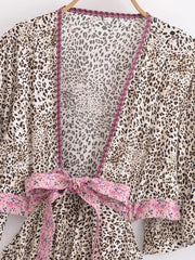 Elowen High-Low Boho Midi Dress �Wild Rose Leopard