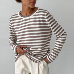 Women's Long Sleeve Crew Neck Striped Loose Sweater