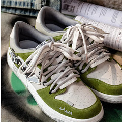 Green Stride Leather Sneakers