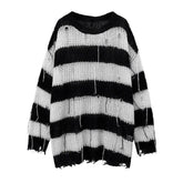 Y2K Black Grunge Tassel Cutout Sweater