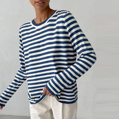 Women's Long Sleeve Crew Neck Striped Loose Sweater