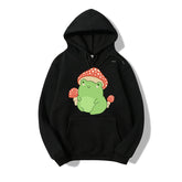 Cute Frog Sweater for Women, Kawaii Mushroom Hoodie for Teens, Hooded Clothes