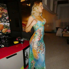 Elke Butterfly Print Cut Out Maxi Dress