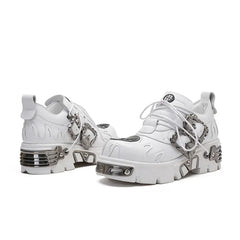 Metal Edge Lace-Up Platform Sneakers