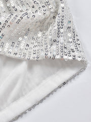 Women's Glitter Sequins Shorts Sparkly Wide Leg Party Shorts