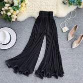 High Elastic Waisted Black Wide Leg Flowy Pants