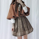 Harajuku Detective Academy Plaid Dress + Cloak 2PCS