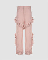 Raw Edge Pleat High Waist Pants