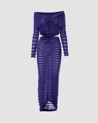 Off Shoulder Ruched Crochet Coord