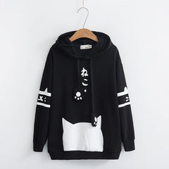Anime Cute Cat Print Hoodie