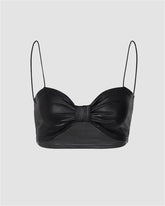 Matte Leather Bow Suspender Top
