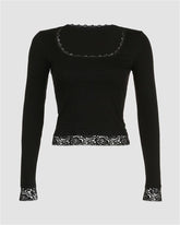 Lace Edge Long Sleeve T-Shirt
