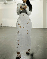 Party Cut Out Knitted Maxi Dress