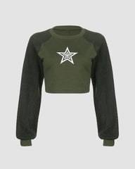 Helio Cable Knit Sleeves Star Top