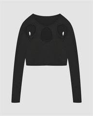 Round Cut-Out Long-Sleeve T-Shirt