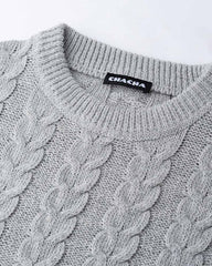 Minimalism Cable Knit Cropped Sweater