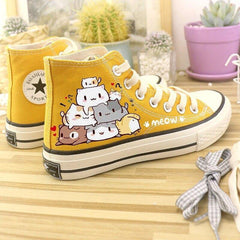 Cute Kawaii Cats Student High Top Canvas