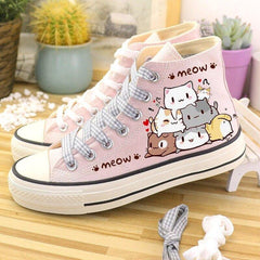 Cute Kawaii Cats Student High Top Canvas