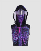 Halloween Dark Skull Printed Hooded Top
