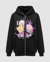 Cartoon Print Zip Up Hoodie