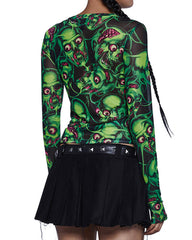 Horrific Skulls Halloween Mesh Top